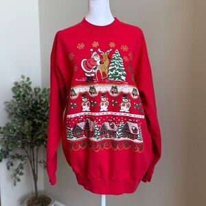 Vintage Red Santa Claus Christmas Crewneck Sweatshirt
